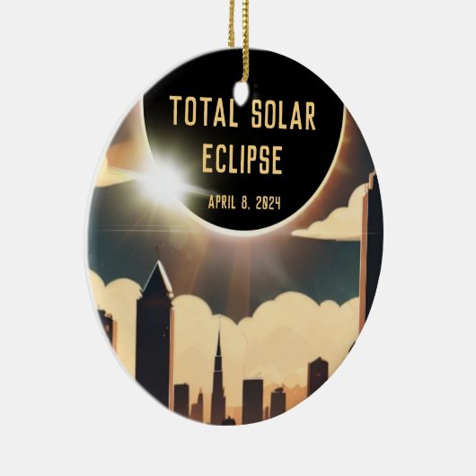 Sonnenfinsternis insgesamt CITY 8. April 2024 Sonn Keramik Ornament (Rechts)