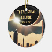 Sonnenfinsternis insgesamt CITY 8. April 2024 Sonn Keramik Ornament (Links)