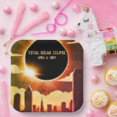 Sonnenfinsternis insgesamt CITY 8. April 2024 Sonn Pappteller (Party)