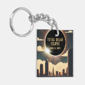 Sonnenfinsternis insgesamt CITY 8. April 2024 Sonn Schlüsselanhänger (Vorderseite links)