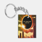 Sonnenfinsternis insgesamt CITY 8. April 2024 Sonn Schlüsselanhänger (Vorderseite links)