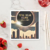 Sonnenfinsternis insgesamt CITY 8. April 2024 Sonn Serviette (Beispiel)