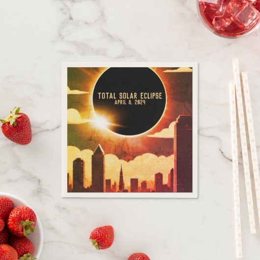 Sonnenfinsternis insgesamt CITY 8. April 2024 Sonn Serviette (Beispiel)