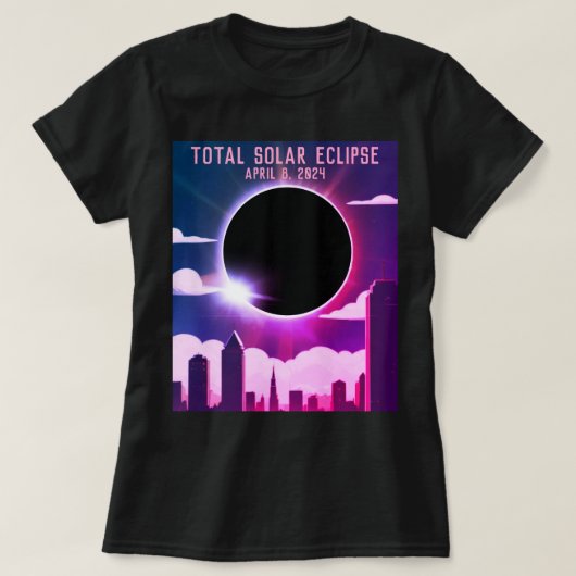 Sonnenfinsternis insgesamt CITY 8. April 2024 Sonn T-Shirt (Design vorne)