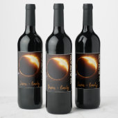 Sonnenfinsternis realistischer sonnenbearbeitbarer weinetikett (Flaschen)