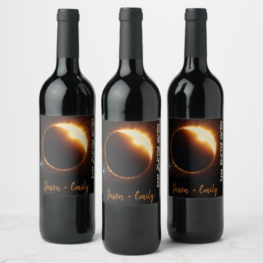 Sonnenfinsternis realistischer sonnenbearbeitbarer weinetikett (Flaschen)