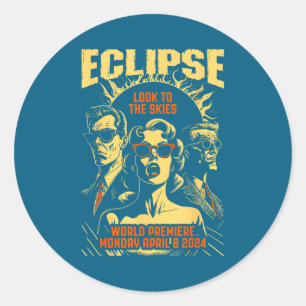 Sonnenfinsternis Vintage Science-Fiction Runder Aufkleber