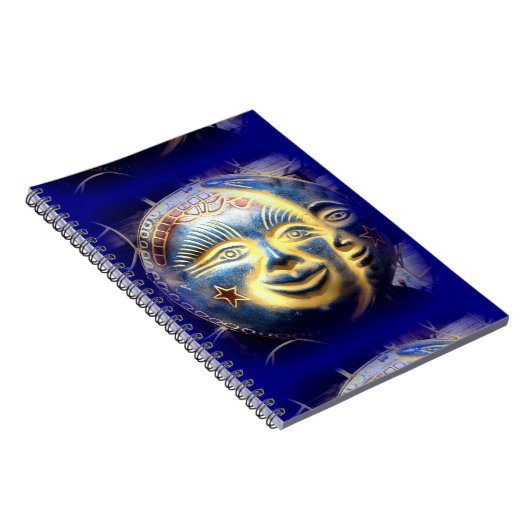 Sonnenfläche/Mondfläche dunkelblaues Notebook Notizblock (Rechte Seite)