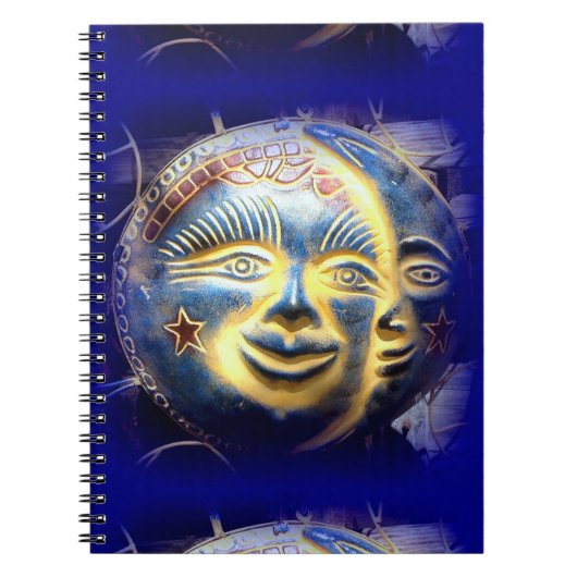 Sonnenfläche/Mondfläche dunkelblaues Notebook Notizblock (Vorderseite)