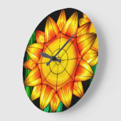 Sonnenflare Sonnenblumen Große Wanduhr (Winkel)