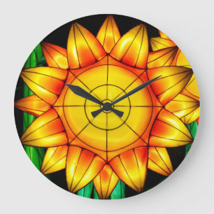 Sonnenflare Sonnenblumen Große Wanduhr