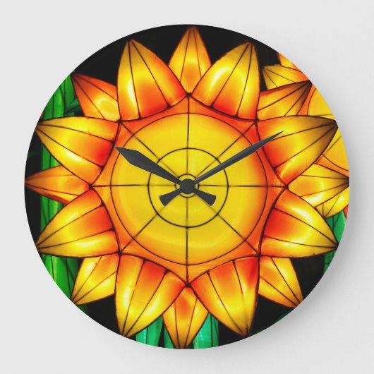 Sonnenflare Sonnenblumen Große Wanduhr (Vorderseite)