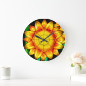 Sonnenflare Sonnenblumen Große Wanduhr (Zuhause)