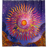 „Sonnenflüstern am Himmel“ Die Sonne Duschvorhang (Vorderseite)
