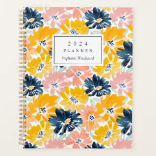 Sonnenfrohes Wasserfarben-Blumenmuster-Monogramm 2 Planer