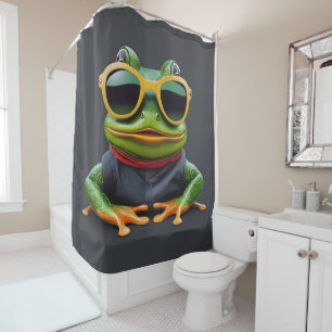 Sonnenfrosch mit Sonnenbrille Duschvorhang