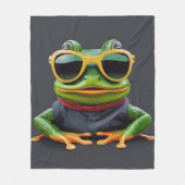 Sonnenfrosch mit Sonnenbrille Fleecedecke (Vorderseite)