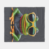 Sonnenfrosch mit Sonnenbrille Fleecedecke (Vorderseite (Horizontal))