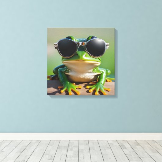 Sonnenfrosch mit Sonnenbrille Leinwanddruck (Insitu (Holzboden))