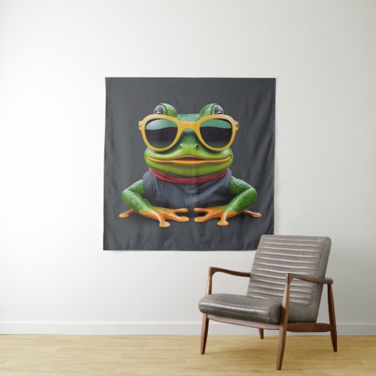 Sonnenfrosch mit Sonnenbrille Wandteppich (Beispiel)
