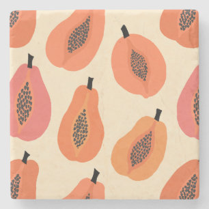 Sonnenfrucht-Scheibe Papaya Orange Töne Steinuntersetzer