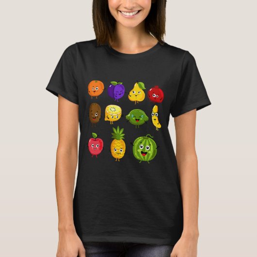 Sonnenfrüchte Collage Obst Gemüse T-Shirt (Vorderseite)