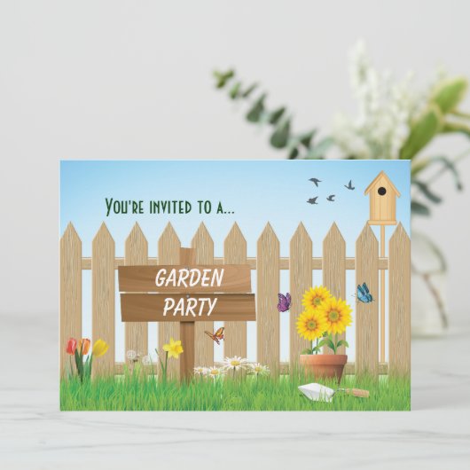 Sonnengarten-Party Einladung (Stehend Vorderseite)