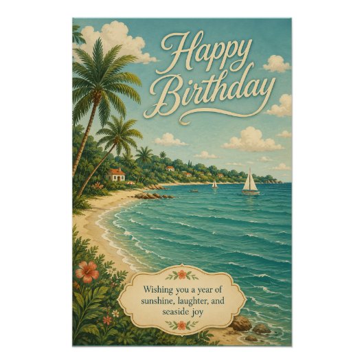 Sonnengeburtstagsflucht am Meer Poster (Vorderseite)