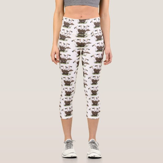 Sonnengeier Spaß Cartoon Capri Leggings (Vorderseite)