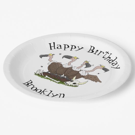 Sonnengeier Spaß Cartoon Pappteller (Schrägansicht)