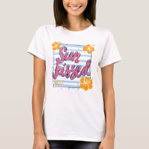 Sonnengeküsste Tropische Hibiskusblüten Retro Somm T-Shirt
