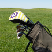Sonnengelb gestreift mit lila Monogramm Golf Headcover (In SItu)
