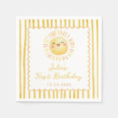 Sonnengelb Streifen Geburtstag Serviette (Vorderseite)