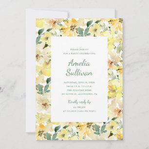 Sonnengelbe Aquarell-Blumenparty-Einladung Einladung