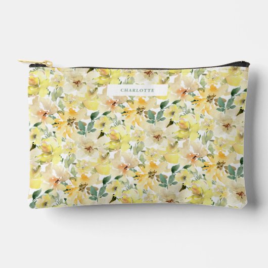 Sonnengelbe Aquarellblumen Zubehörtasche (Vorderseite)