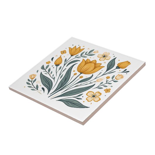 Sonnengelbe Blume Fliese (Seite)