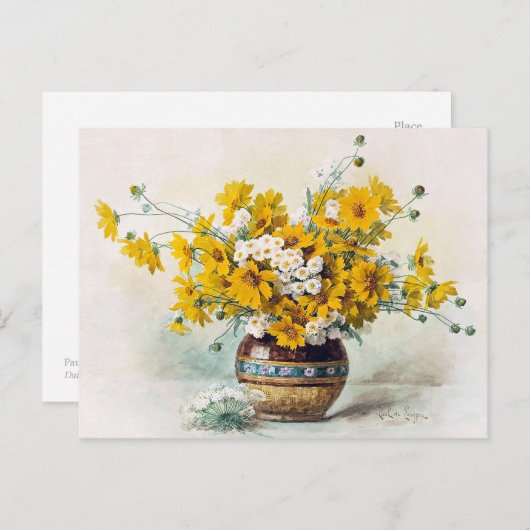 Sonnengelbe Blumen von Paul de Longpre CC1012 Postkarte (Vorne/Hinten)