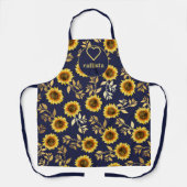 Sonnengelbe goldene Navy Sonnenblumen Blätter Mono Schürze (Vorderseite)