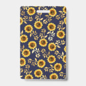 Sonnengelbe goldene Navy Sonnenblumen Blätter Must Ausweis (Rückseite)