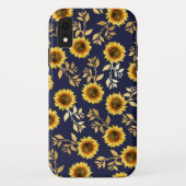 Sonnengelbe goldene Navy Sonnenblumen Blätter Must Case-Mate iPhone Hülle (Rückseite)