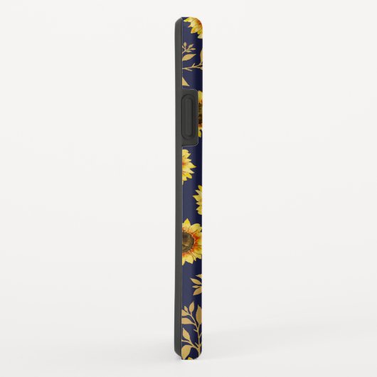 Sonnengelbe goldene Navy Sonnenblumen Blätter Must Case-Mate iPhone Hülle (Hinten/Rechts)