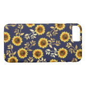 Sonnengelbe goldene Navy Sonnenblumen Blätter Must Case-Mate iPhone Hülle (Rückseite (Horizontal))