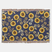 Sonnengelbe goldene Navy Sonnenblumen Blätter Must Decke (Vorderseite)