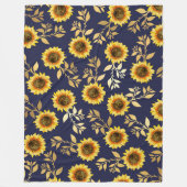 Sonnengelbe goldene Navy Sonnenblumen Blätter Must Fleecedecke (Vorderseite)