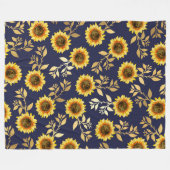 Sonnengelbe goldene Navy Sonnenblumen Blätter Must Fleecedecke (Vorderseite (Horizontal))
