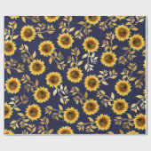 Sonnengelbe goldene Navy Sonnenblumen Blätter Must Geschenkpapier (Flach)