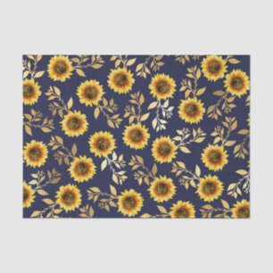 Sonnengelbe goldene Navy Sonnenblumen Blätter Must Seidenpapier