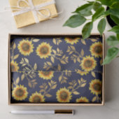 Sonnengelbe goldene Navy Sonnenblumen Blätter Must Seidenpapier (Geschenk)