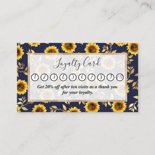 Sonnengelbe goldene Navy Sonnenblumen Blätter Must Treuekarte (Vorderseite)
