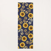 Sonnengelbe goldene Navy Sonnenblumen Blätter Must Yogamatte (Rückseite)